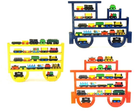 (You choose color) Engine, Tender, Caboose Wooden Wall Storage Train 