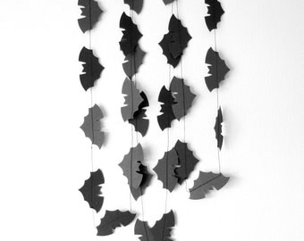 Black Bat Garland - Black Halloween garland, Halloween decorations, Halloween Bunting