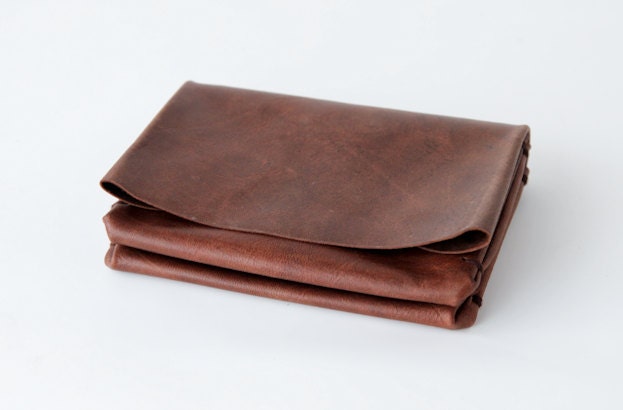 origami wallet Small Dark brown vintage leather