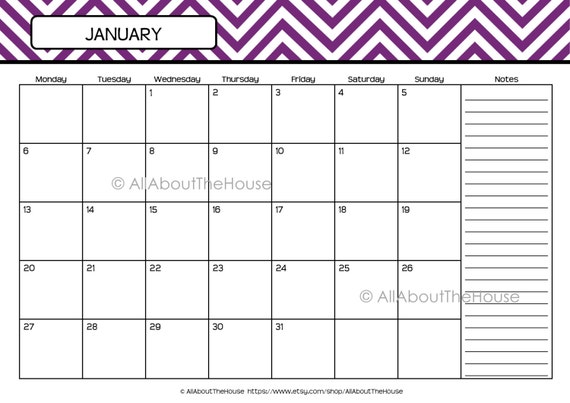 printable calendar perpetual calendar chevron calendar 2015