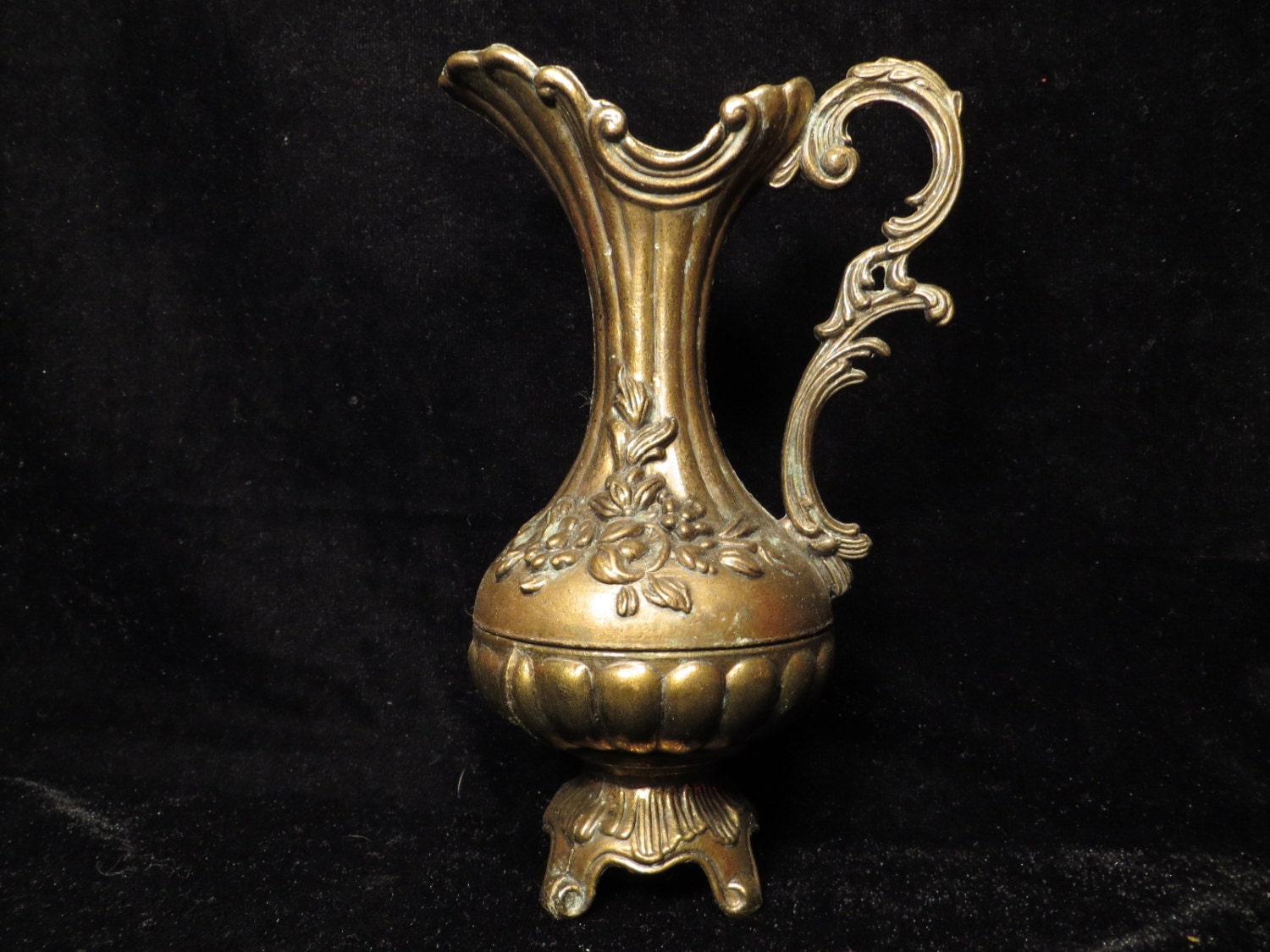 Antique Ornate Italian Brass Vase / Pitcher Decanter