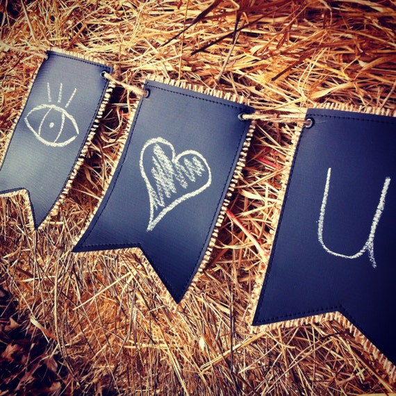 Items similar to Chalkboard Fabric Pennant Banner Reusable Chalkboard