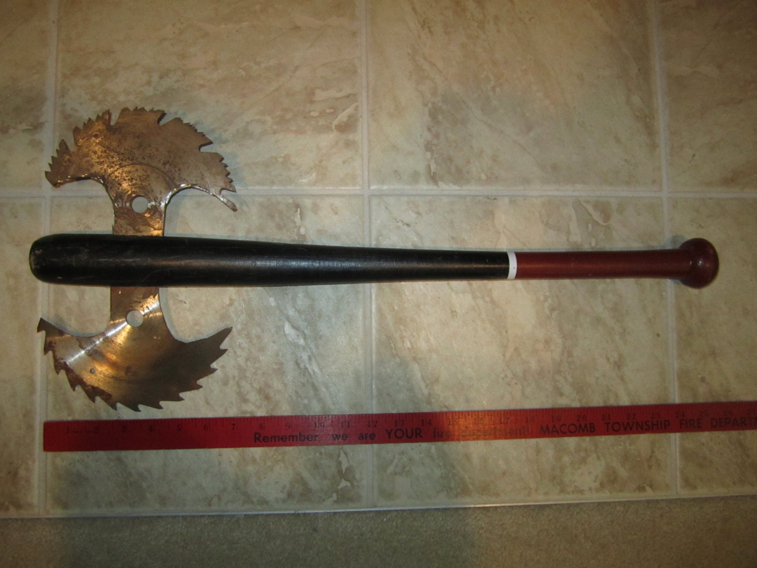 Post Apocalyptic Doubleheaded Sawblade Axe/Baseball Bat