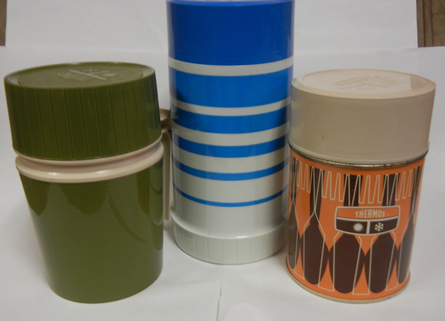 Vintage lot of 3 old Thermos bottles kitchen Retro