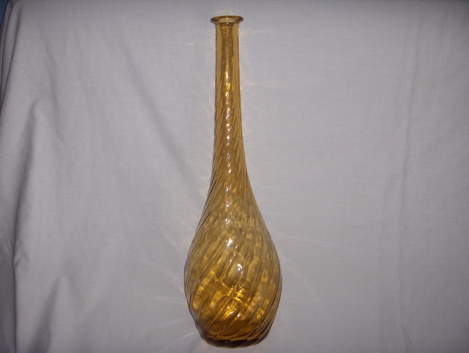 Tall Amber Glass Vase 20 Inches