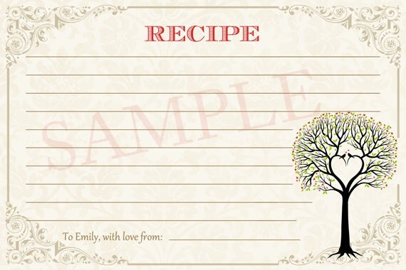 Rustic LoveBirds Tree Recipe Card - Printable Il_570xn
