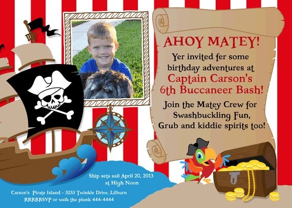 Pirate Adventure Birthday Party Invitations - printable Il_570xn