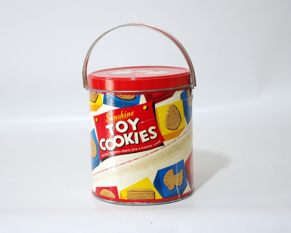 Sunshine Toy Cookies Vintage Tin & Cardboard Container