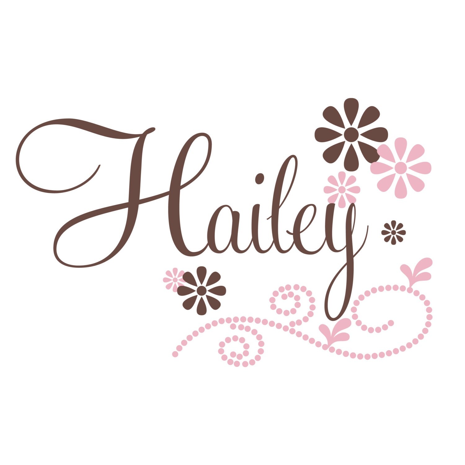 Baby Girl Wall Decal With Baby Name Flowers And by FleurishWalls