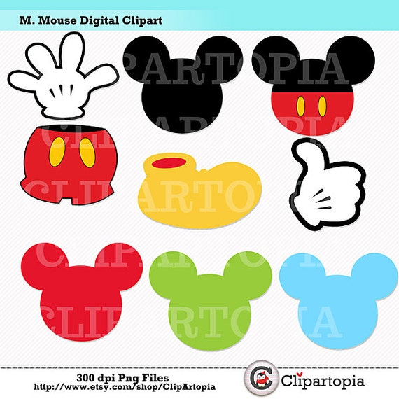 M. Mouse Digital Clipart / DIY Mickey Party for Personal and