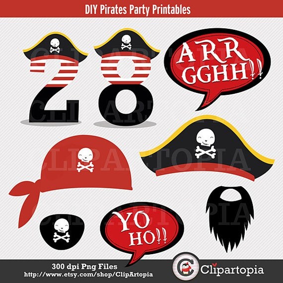 DIY Pirate Party Printables / Pirate Photo Booth Props for Personal and Commercial Use Il_570xn