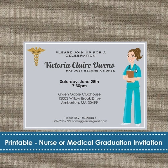 Nurse or Medical Student Graduation Party Invitation DIY