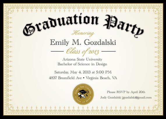 party high for school ideas graduation Invitations Diploma Graduation Announcement Party Grad