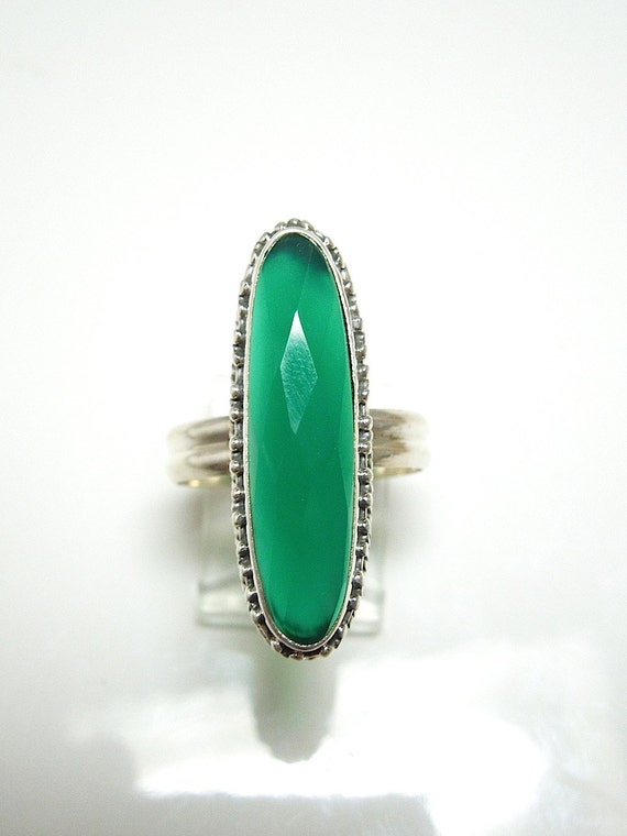 Green Onyx Ring in Sterling by AJMartinJewelry on Etsy