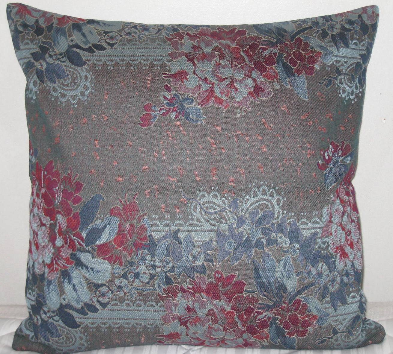 Floral decorative pillow coverin 20x20 in red by pillowdesigner