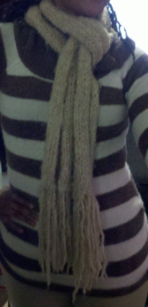 Items similar to Tan Knitted Fluffy Scarf on Etsy