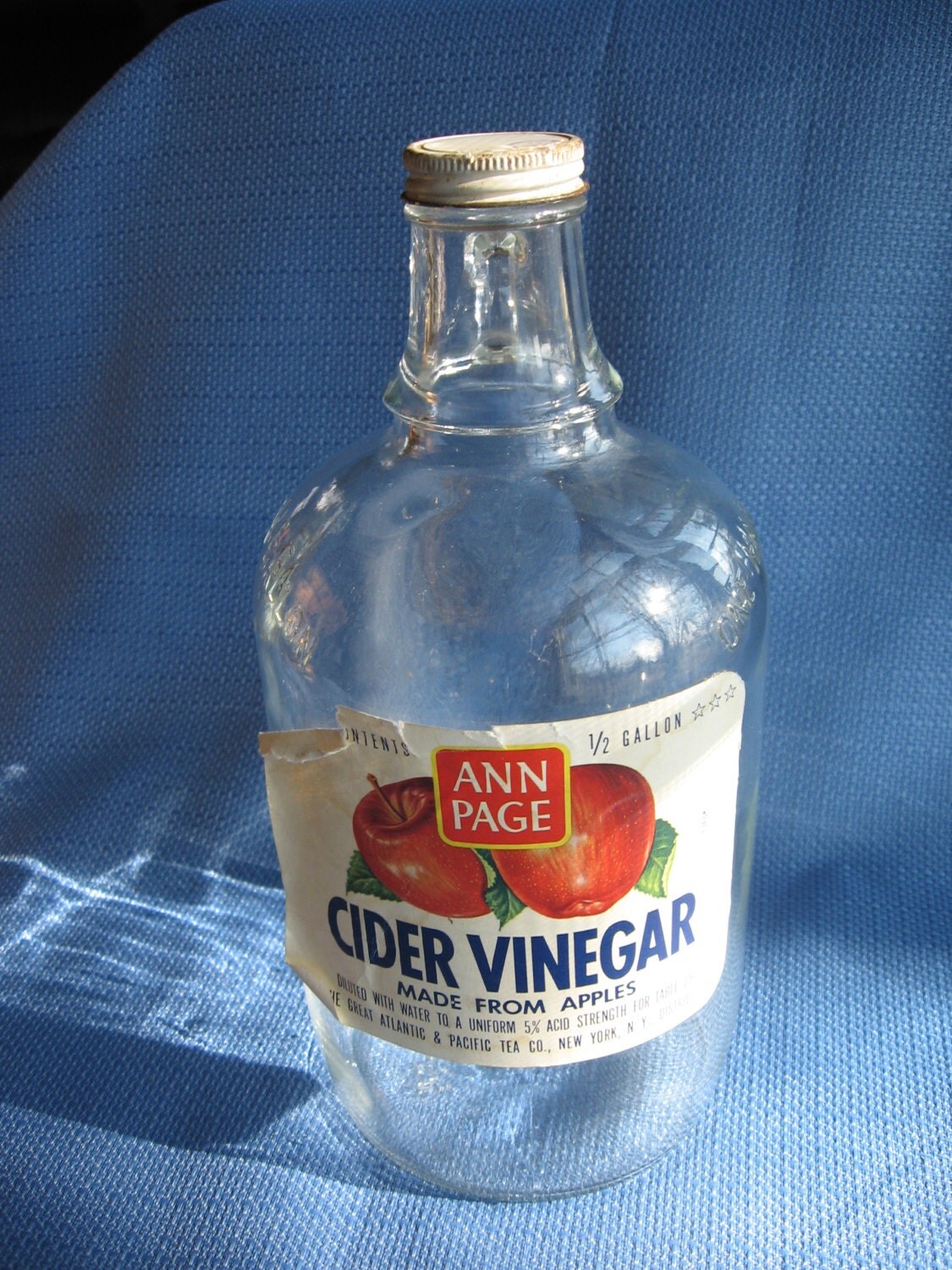 Cider Jug old glass A&P Vinegar bottle retro shabby chic