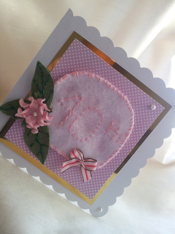 40th Birthday Card - By  Handmadelittlecreations - Hand Stitched Fabric Card