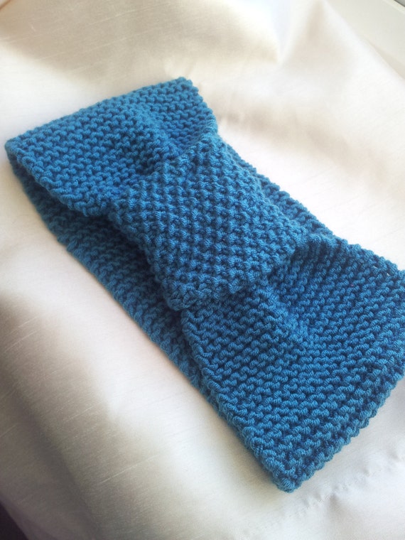 HandmadeLittleCreations Hand Knitted Wide Stylish Headband/ Earwarmer In Blue