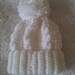 Fashionable and Gorgeous White Cable Handknitted Baby Boy Newborn Hat With Poppom