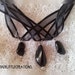 Ooak Gothic Droplets and Satin Edged Organza Ribbon Beaded Necklace