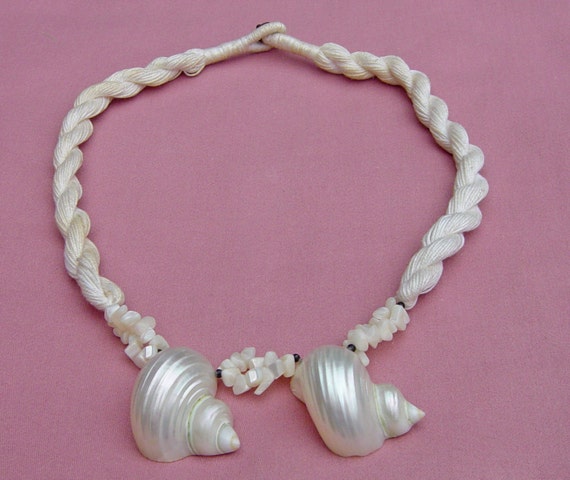 Mother of pearl poker chip necklace