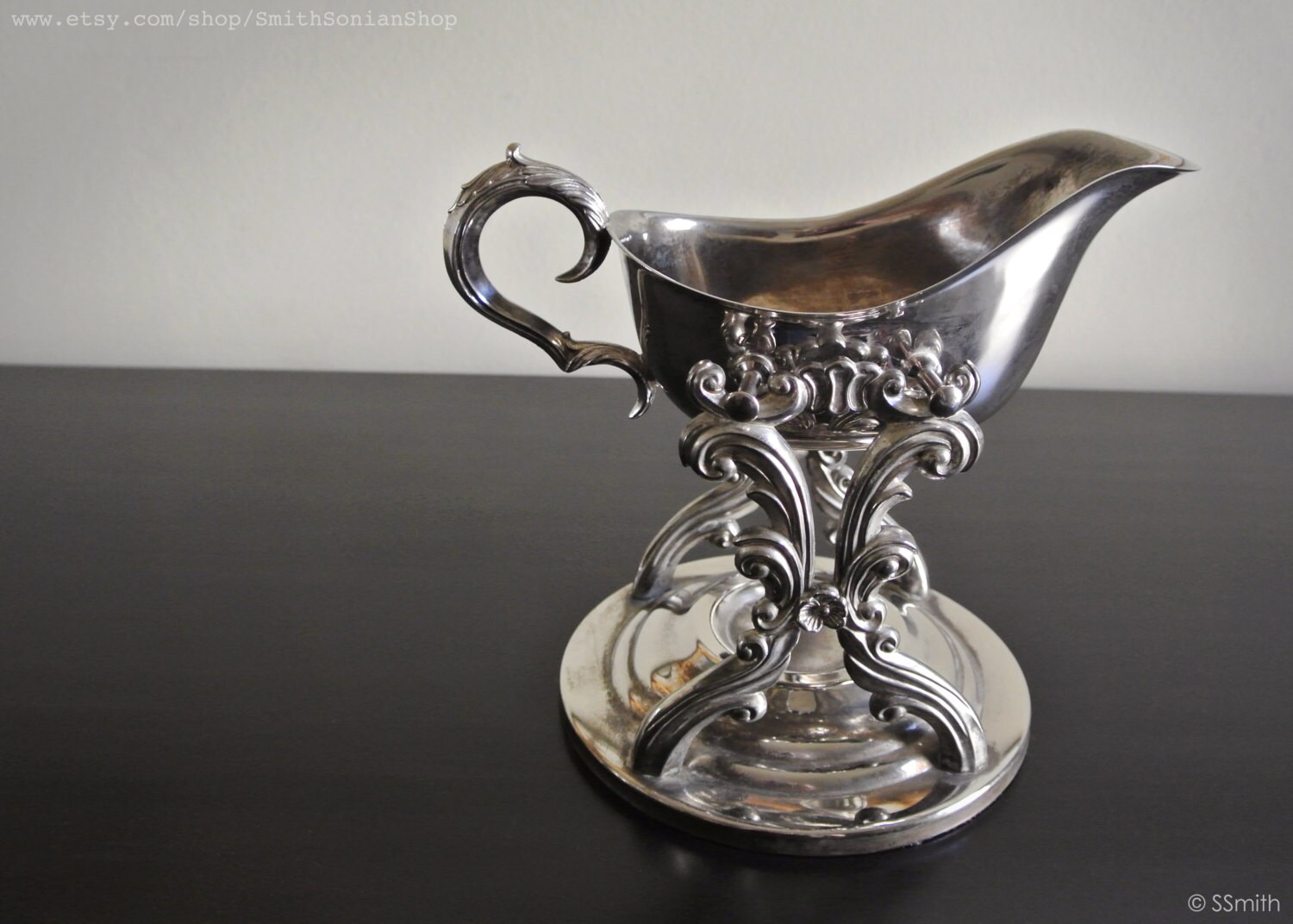 Silver Gravy Boat with Warmer Stand