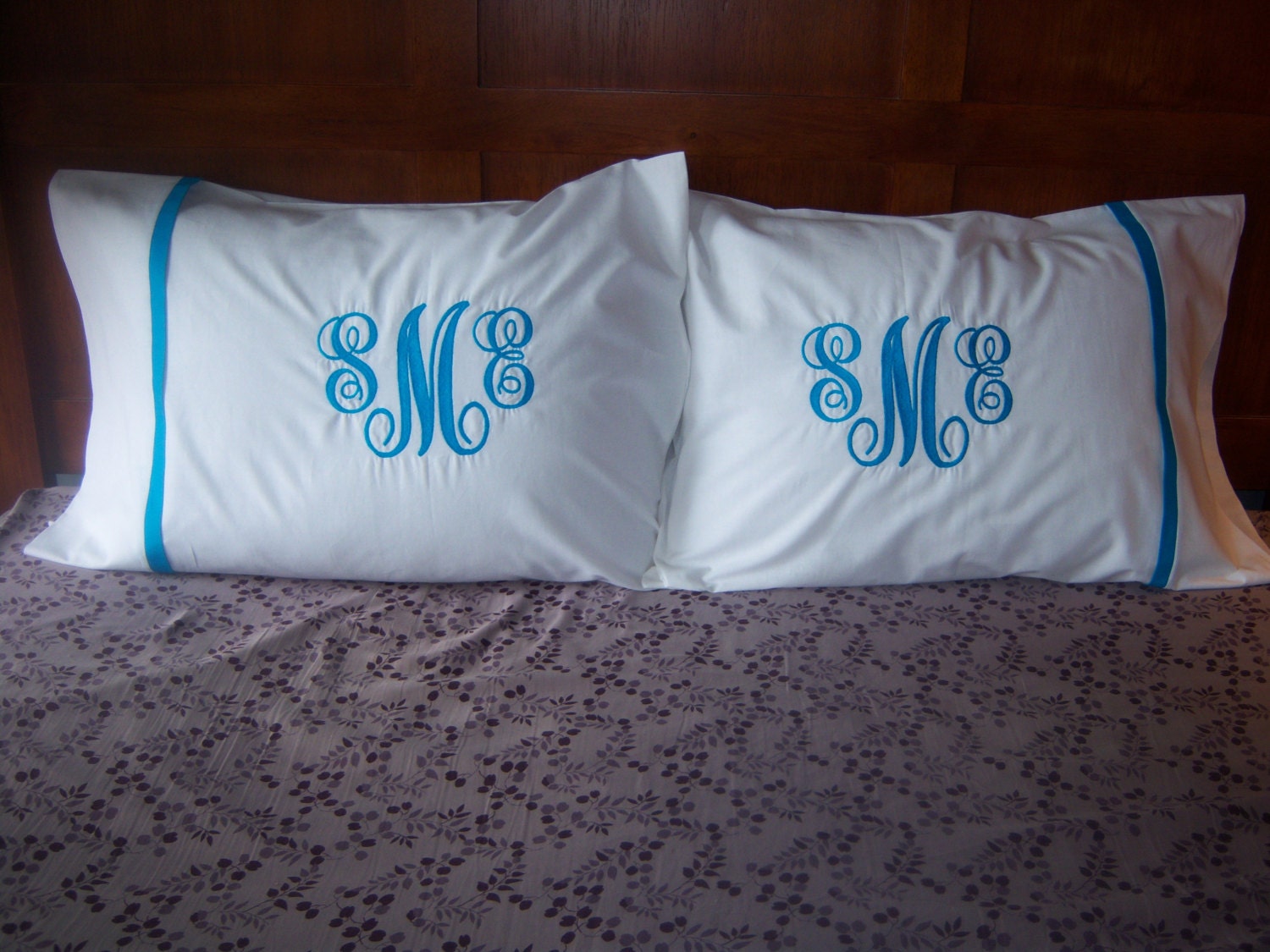 Personalized Monogrammed Pillowcases 2 Standard Bed