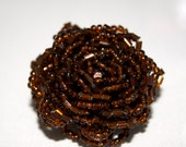 Amber Seed Bead Rings, Stretchy Ring, Flower Ring, Seed Bead Ring