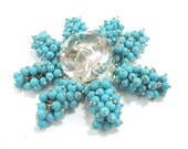 Turquoise cluster earrings, Teal Blue stone clusters,  Artisan Jewelry