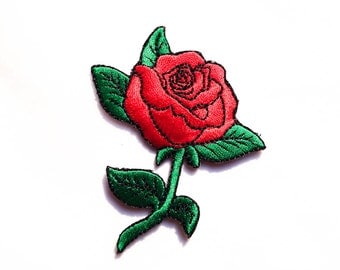 Rose Tattoo / Iron-on Patches / Old-school Red Rose / Rose Tattoo / Appliqué / Flower Embroidery / DIY Denim Jacket