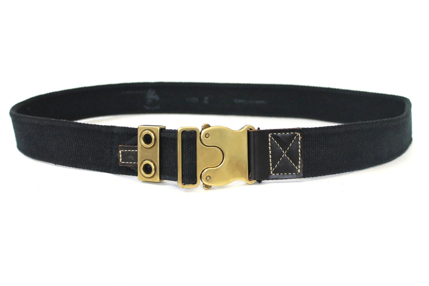Men's Guido Angeloni Black Fabric Belt with Gold Buckle