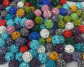 200 PCS X 10 MM Shamballa beads disco.balls in muti colors special price