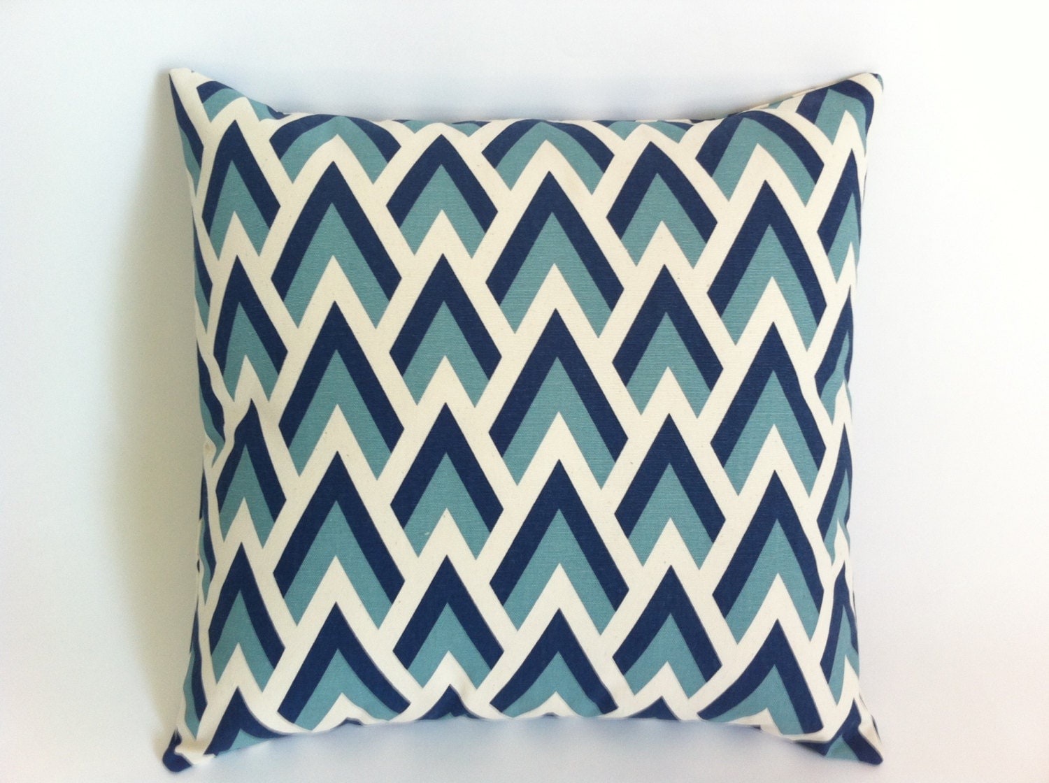 One Navy and Aqua on Natural Decorative Throw Zipper Pillow
