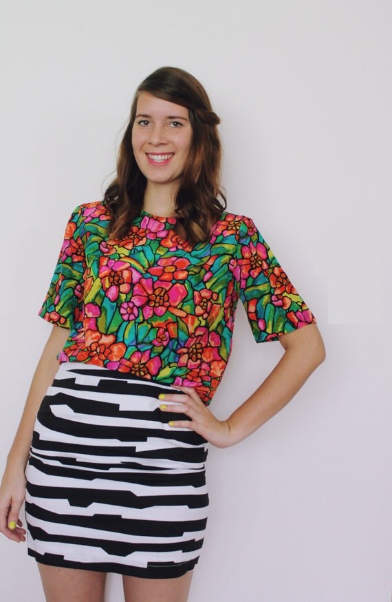 Vintage 1980s Stained Glass Blouse