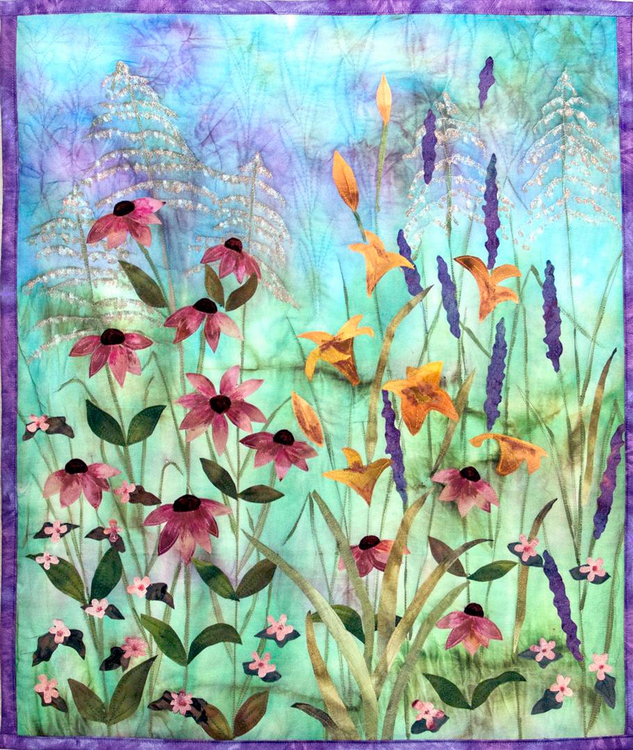 Hand painted fabric art quilt wallhanging by ArtQuiltsbyGretchen