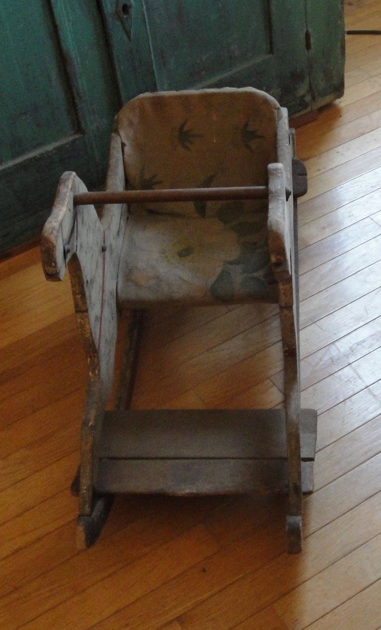 Antique Painted Wooden Rocking Horse ChairDownton Abbey