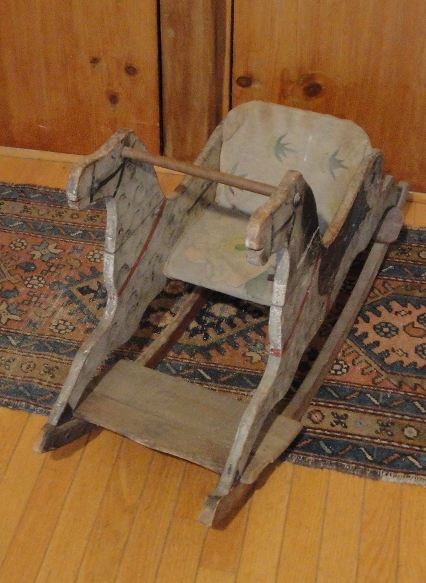 Antique Painted Wooden Rocking Horse ChairDownton Abbey