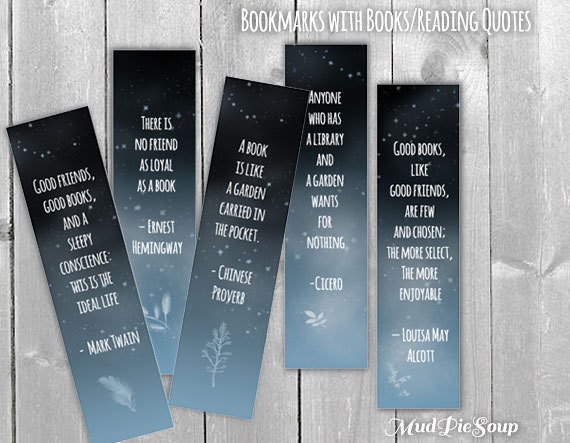 printable bookmarks book quotes by mudpiesoup on etsy