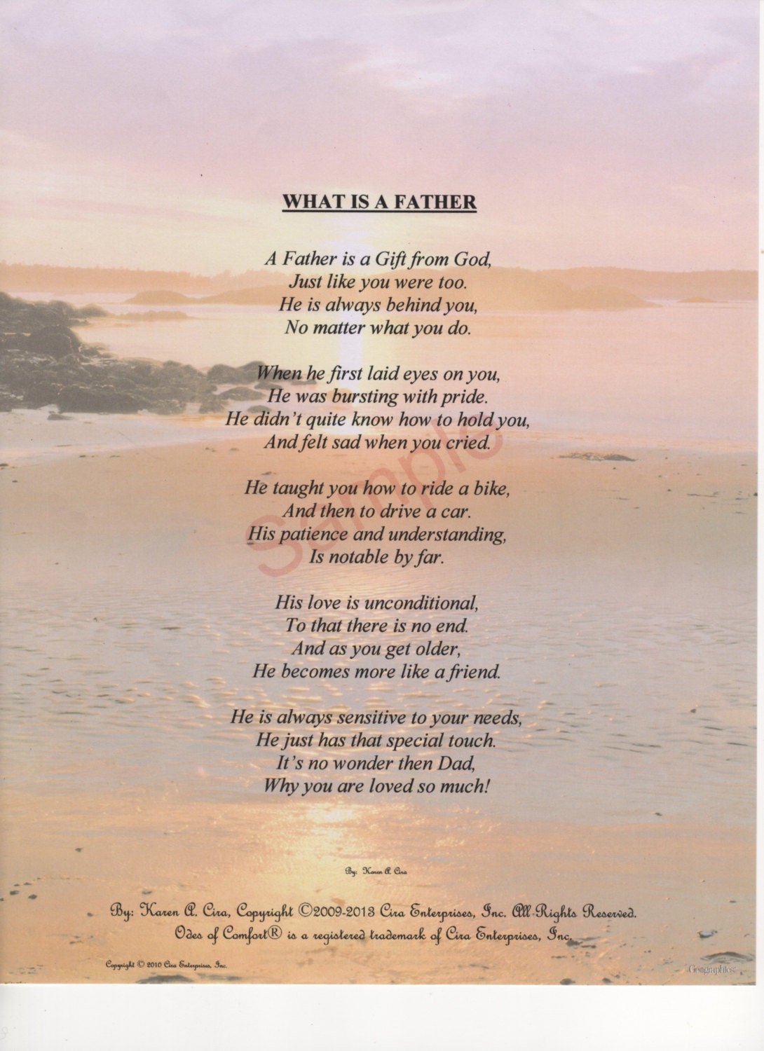 Five Stanza What Is A Father Poem shown on