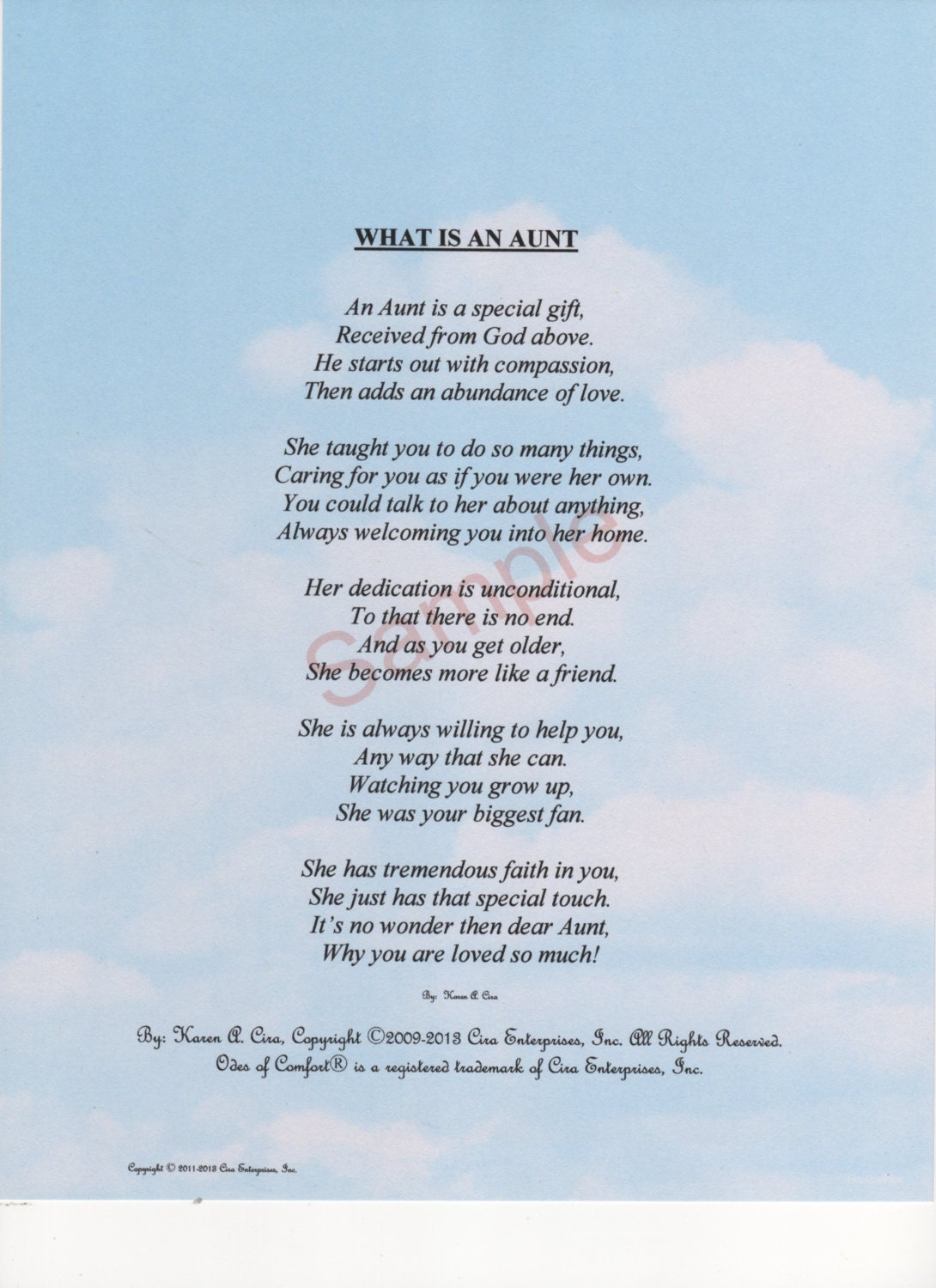 loss student of card Five Is on shown An Poem Stanza Aunt What