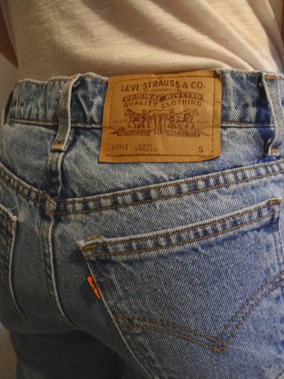 Vintage Levis Jeans 1980s Orange Tag 912 Size 3 Short by jazzjodi