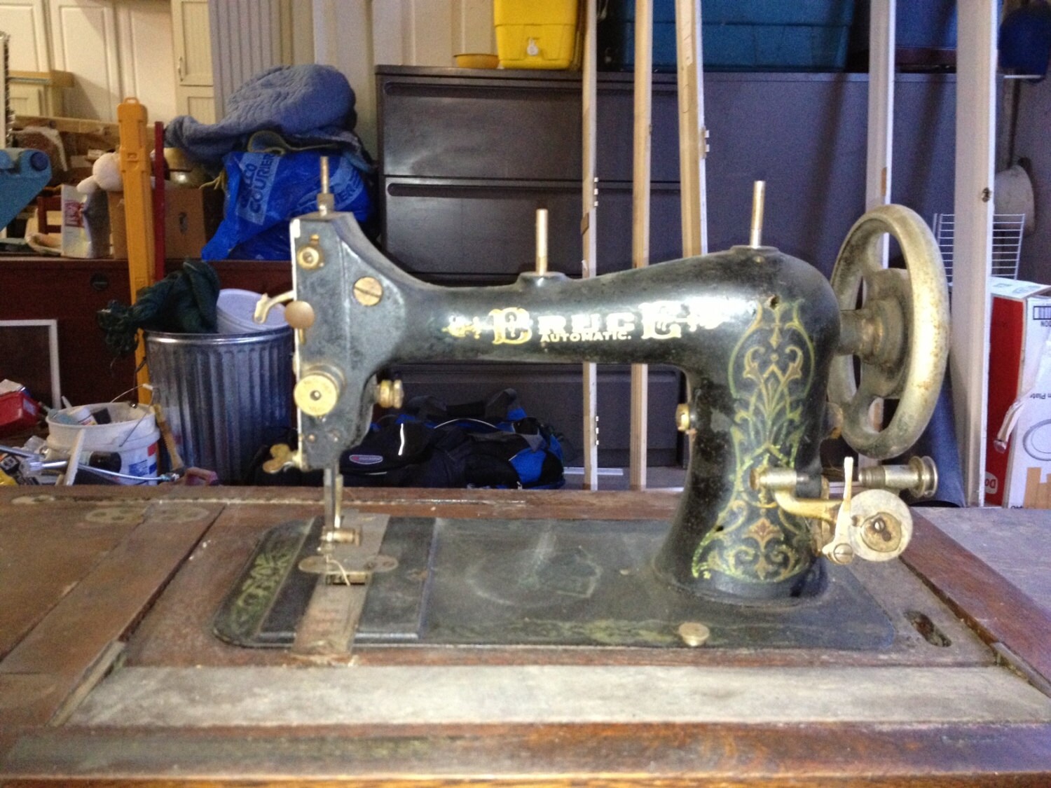 Bruce Automatic Treadle Sewing Machine with Manaul