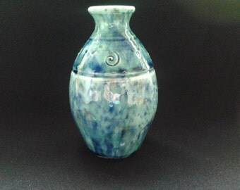 Vase blue/green Nebula glaze