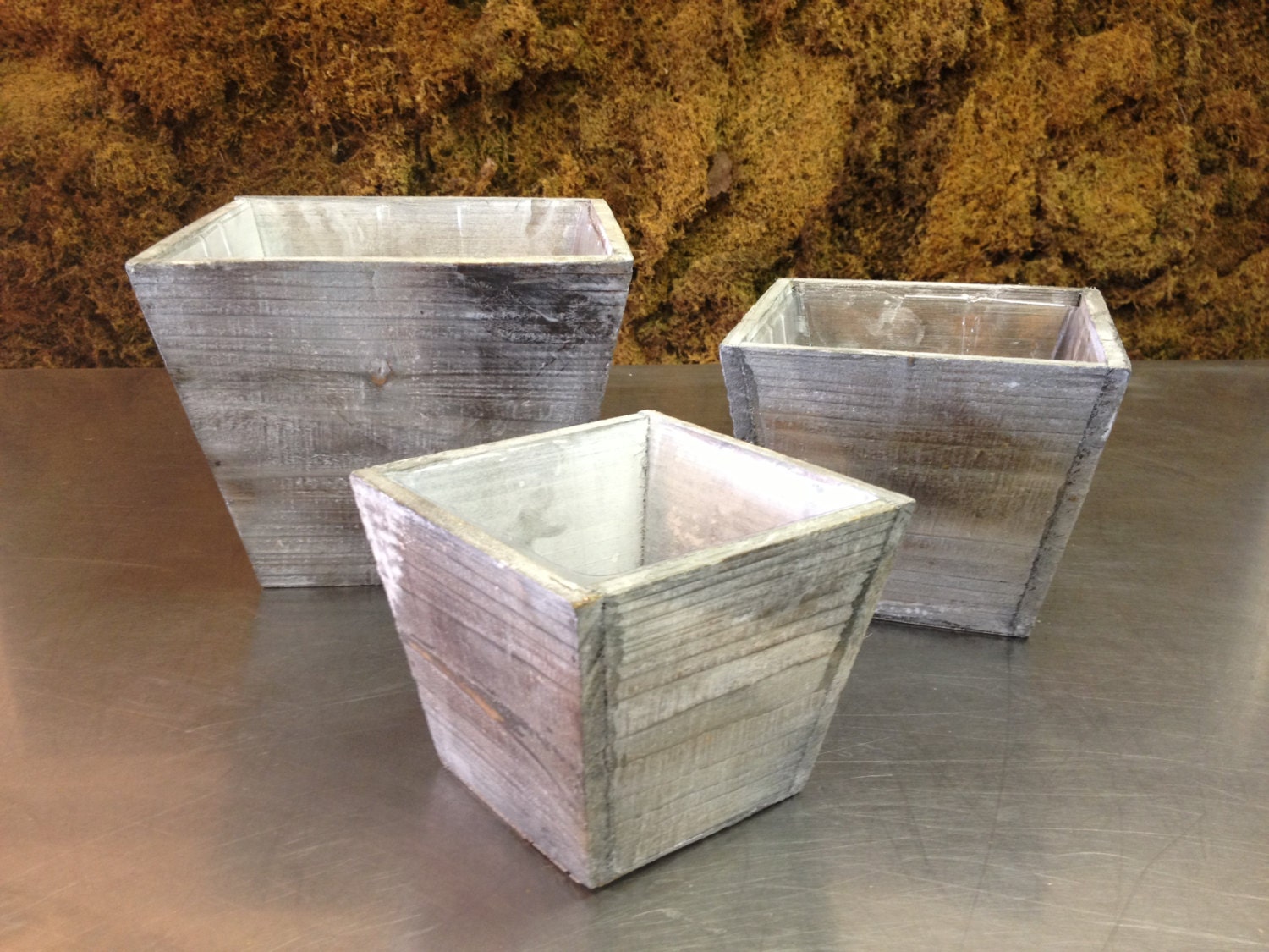 Large Wood Square Planter 6 inches tall 8 inches in