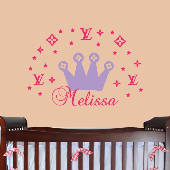Crown With LV Symbols Stars And Name Vinyl Wall Decal