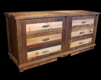 Reclaimed wood 6 drawer dresser