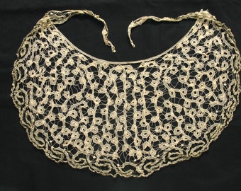 Antique Lace Yoke, large, 1800s, Black Accents