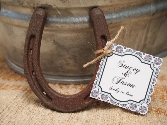 24 - Lucky Horseshoe Wedding Favors - Personalized West Tag Design - Western Wedding Favors // Cowboy Shower Favors // Rustic Wedding