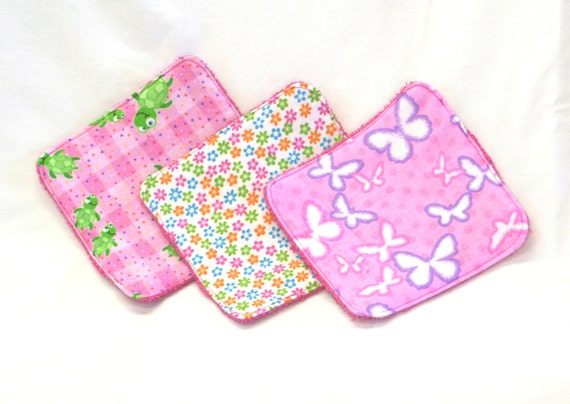 Flannel Terry Washcloths baby washcloths kids by LilyLouLou